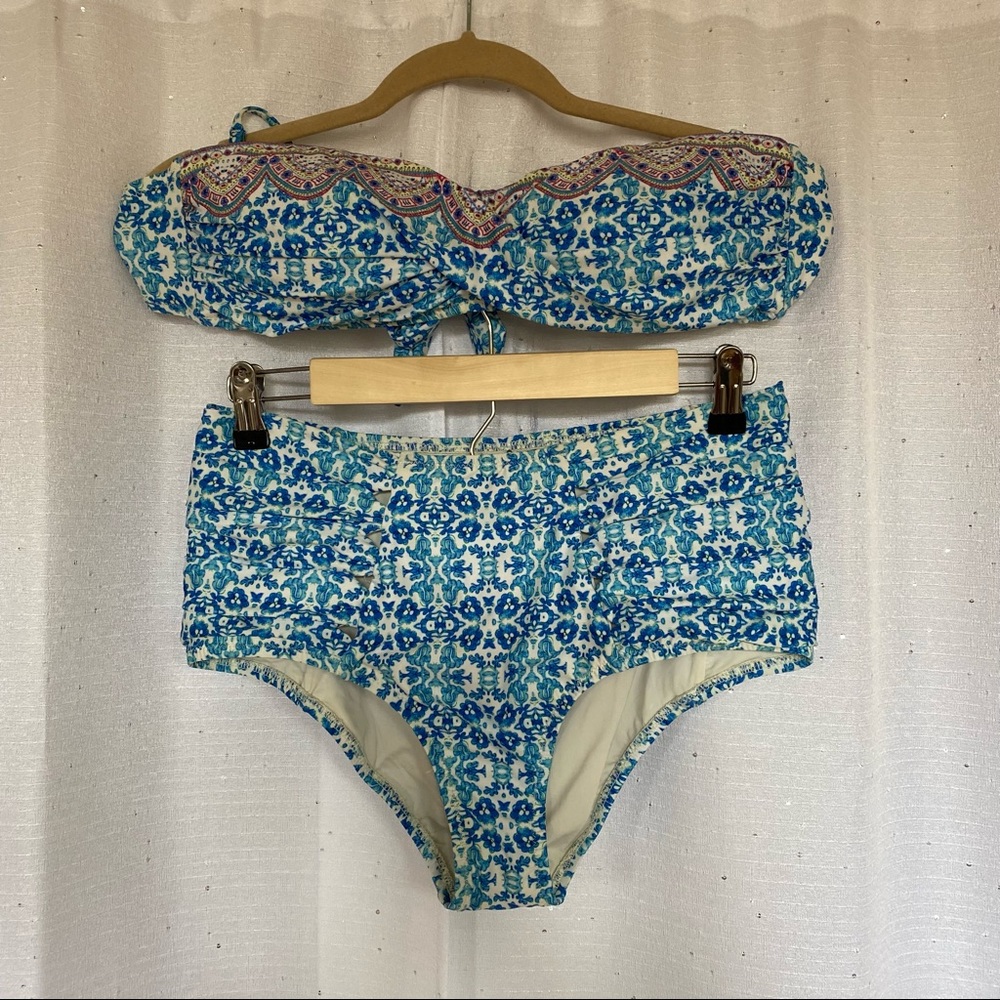 Nanette Lepore Blue Two Piece High Waisted Straple